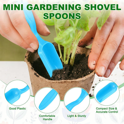 M METERXITY 10-Pack Mini Gardening Shovel Spoons, Plastic Garden Soil Scoops for Cultivation Digging Transplanting/Flower Planting/Plant Succulent, Colorful Small Gardening Tools [Blue]