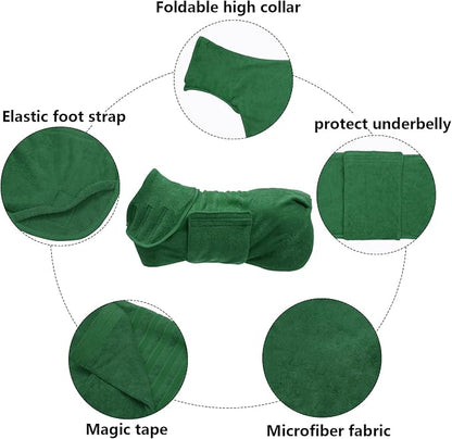 Geyecete Dog Drying Coat - Fast Drying Dog Bathrobe Towel - Microfibre Super Absorbent Pet Cat Bath Robe, Luxuriously Soft Green M