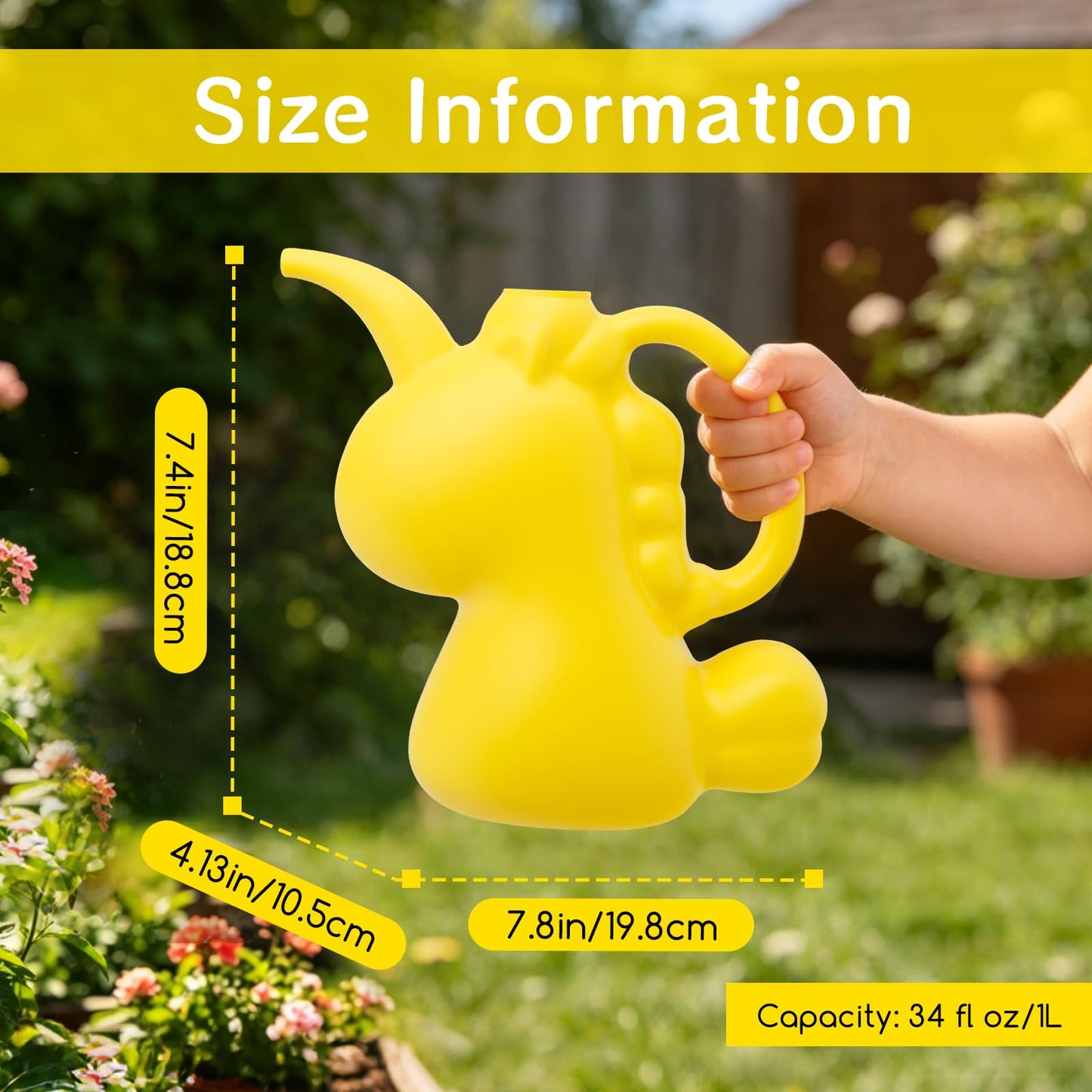 XXXFLOWER Unicorns Indoor Watering Can, 1 L Cute Animal Water Cans, Novelty Unicorns Shape Watering Pot for Office House Indoor Garden（Yellow）