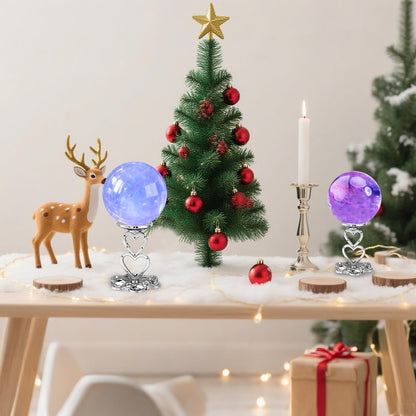 GeryVtee 4PCS Metal Crystal Ball Stand Sphere Display Stand Crystal Holder Balls Ornament Rack Holder Metal Base Heart Flower Shape (Silver)