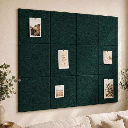 Baysola Felt Bulletin Board Panels 48 x 36 Inch Self Adhesive Wall Tiles Cork Board Alternative for Office Classroom Photos Notes 12 Pack