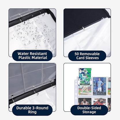9-Pocket Baseball Card Binder - Holds 900 Cards with 50 Removable Sleeves | Sports & Trading Card Album for Collectibles