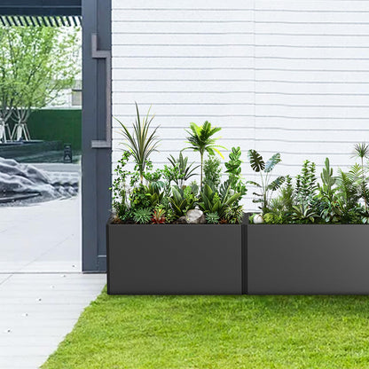 Ganeekiron Rectangular Planter Box (36''L x 15''W x 15''H) Large Planter Box Outdoor, Metal Planters with 6 Drainage Holes for Commercial Residential Patio Deck and Backyard, Black