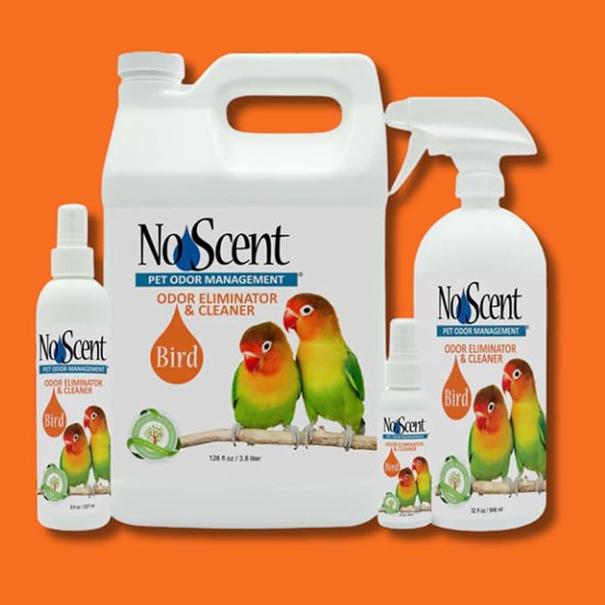 No Scent Bird Cage Cleaner Spray & Pet Odor Management, Natural Aviary Freshener (32 Fl Oz / 946 mL)