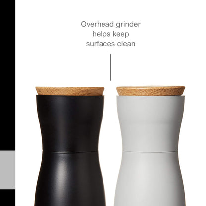 AdHoc Twin Salt and Pepper Mill Gift Set - Salt & Pepper Grinder for Gourmet Seasoning - Adjustable Manual Grinder for Fine to Coarse Spices