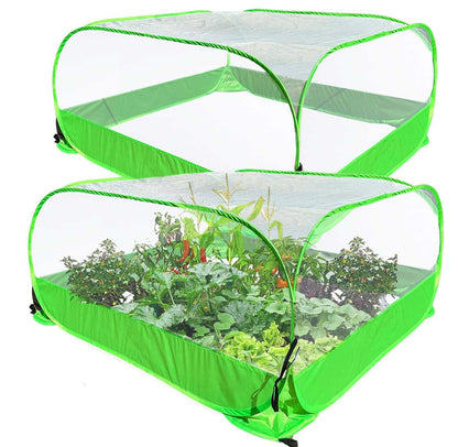 Pop Up Garden Mesh Plant Cover 2Pcs Outdoor Plant Protector Mesh Plant Enclosure Raised Bed Garden Bird and Pest Protection Guard for Fruits Vegetables Seedlings and Herbs