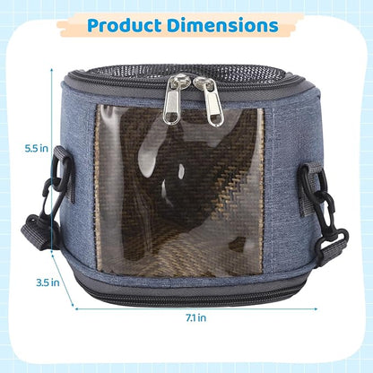 Small Animal Carrier Bag, Breathable, Adjustable & Removable Shoulder Strap & Hand-Carry Design, Clear Front Window, Washable for Hamsters & Sugar Gliders, 7.1 x 3.5 x 5.5 in
