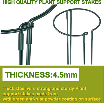 HiGift 4 Pack Height Adjustable Metal Plant Support (36" H or 24" H or 12" H), Heavy Duty Peony Cages and Supports, Half Round Tall Plant Support Ring for Outdoor Indoor Plant Hydrangea Flower