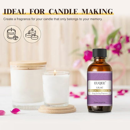 EUQEE Lilac Fragrance Oil, 60ml Premium Lilac Scented Oil Essential Oils with Glass Dropper for Diffusers, DIY Soap & Bath Bombs (2.02 Fl oz)