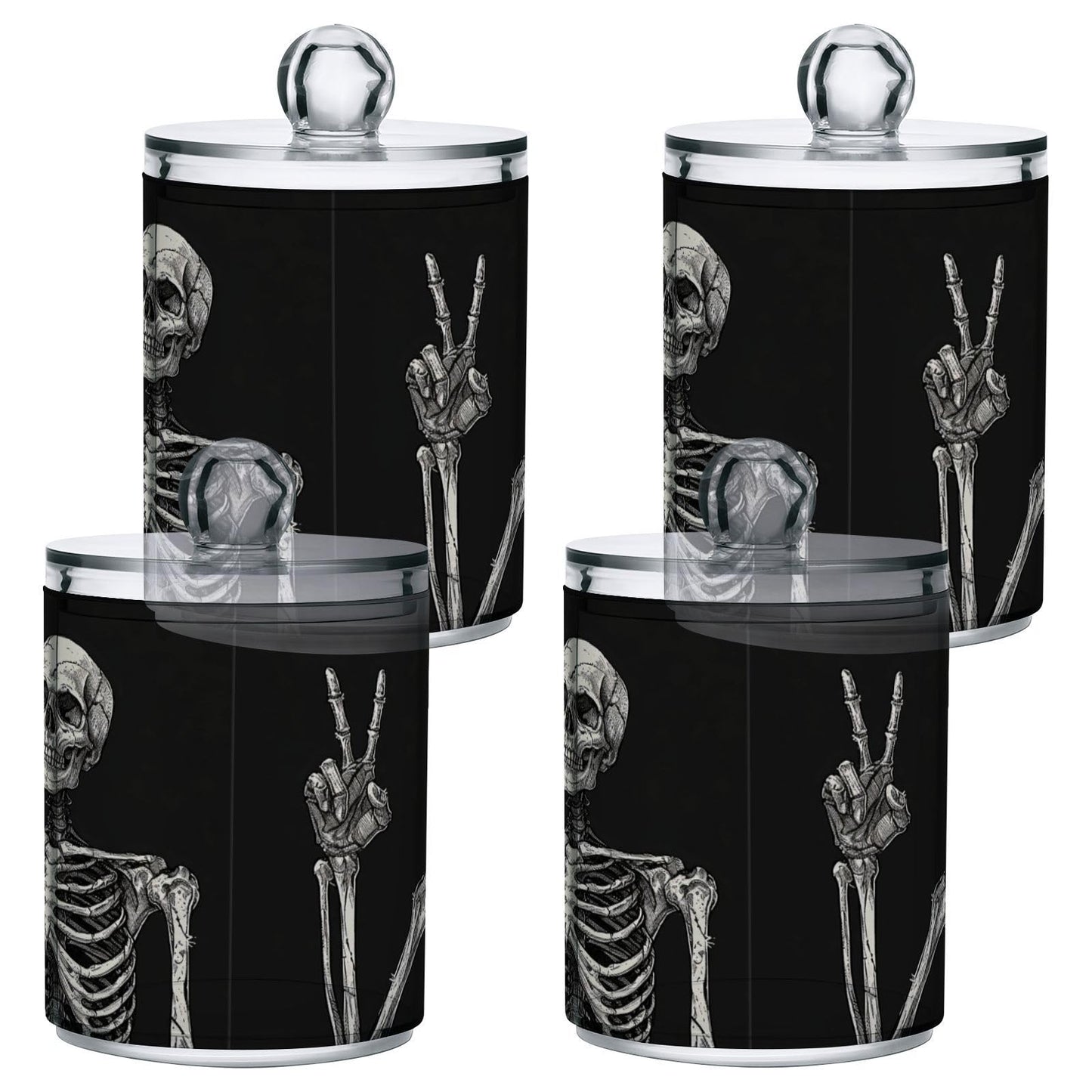 Zhirexin Halloween Skull 2PC Airtight Transparent Plastic Storage Jar Food Storage Container Plastic for Food Herbs Tea etc with Storage Lid easy to use and clean With lid Easy To Use