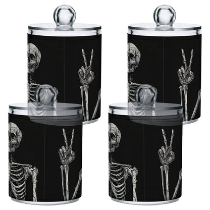 Zhirexin Halloween Skull 2PC Airtight Transparent Plastic Storage Jar Food Storage Container Plastic for Food Herbs Tea etc with Storage Lid easy to use and clean With lid Easy To Use