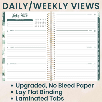 bloom daily planners 2026-2027 Planner - Academic Year (July 2026 - July 2027) Monthly & Weekly Soft Cover Planner for Women - 13 Month Inspirational Agenda Book with Stickers - 5.5" x 8.25" - Boho Greenery