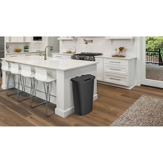 Kitchen Trash can, 11 gallons, Black, Plastic, flip-top, Suitable for Kitchens, bathrooms, and Offices.
