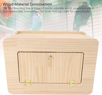 Buachois Bird Nest Box, Parrot Breeding House, Wooden Acrylic Parrots Nesting Box Spacious Insulated Bird Mating Boxes for Lovebirds Cockatiel Conure Cockatoo Budgie