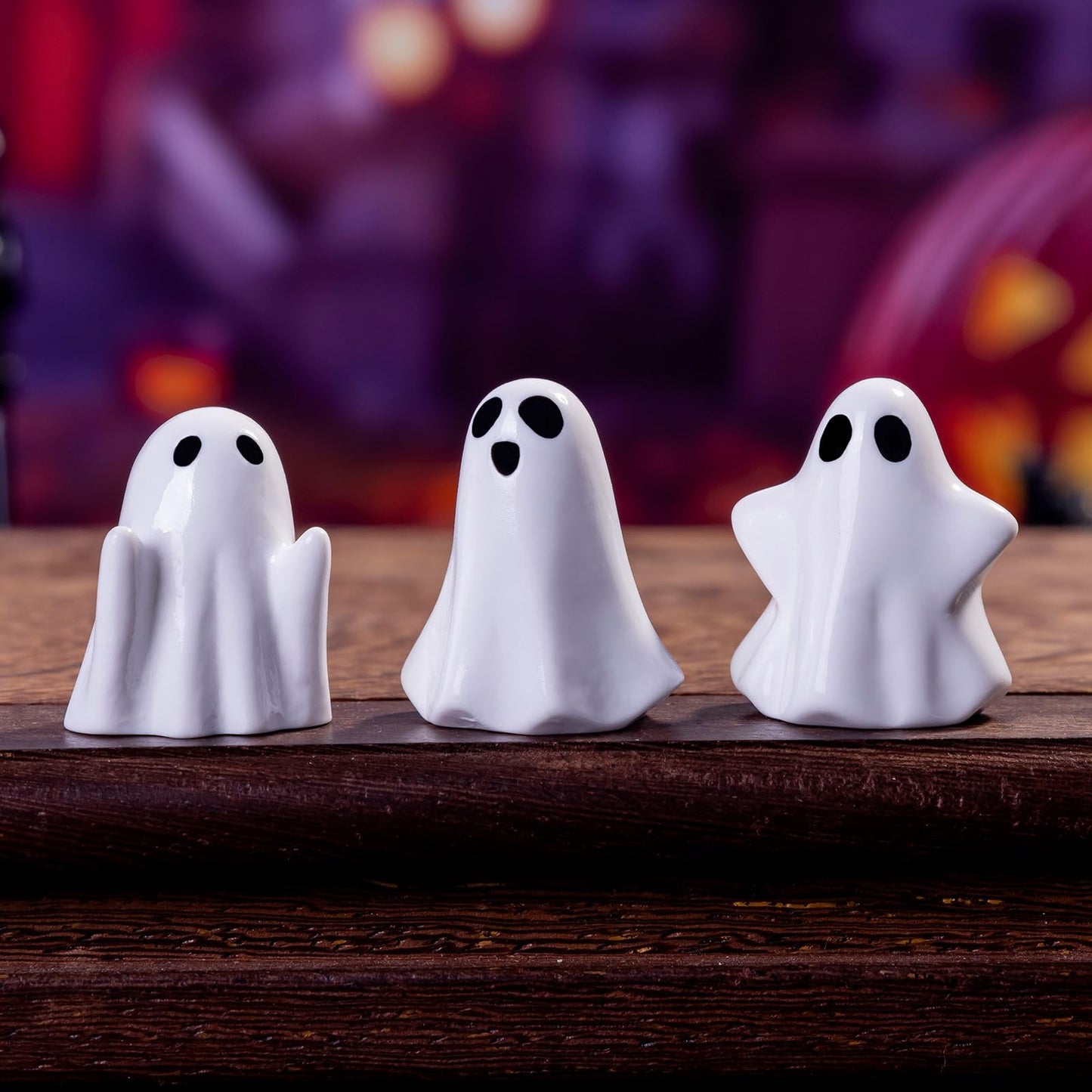 dsooldre 50Pcs Mini Resin Ghost Figurines,Cute Halloween Decorations,Tiny Ghosts for Vase Filler,Tiered Tray,Table Centerpiece & Party Favors (Miniature Home Decor) (50Pc Resin Ghost)