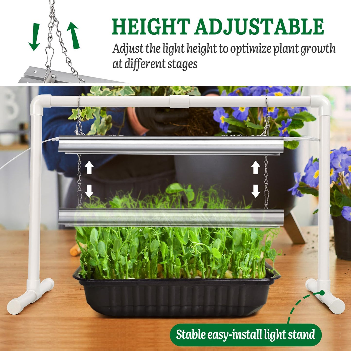 SOLIGT 1020 Size Seed Starter Kit with Grow Light and Heat Mat – 7" Humidity Dome, 6x12 Cell Seed Starter Tray, Bright-Adjustable with 8/12/18H Timer & Stand for Seed Starting & Seedling Propagation