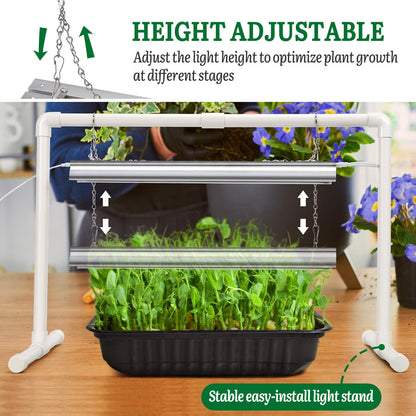 SOLIGT 1020 Size Seed Starter Kit with Grow Light and Heat Mat – 7" Humidity Dome, 6x12 Cell Seed Starter Tray, Bright-Adjustable with 8/12/18H Timer & Stand for Seed Starting & Seedling Propagation