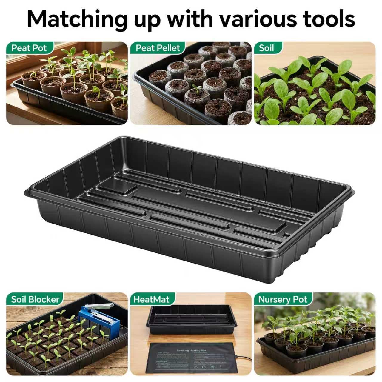 EXTYQWC 10 Plant Growing Trays,Plant Tray, Seed Tray, Seedling Tray, Propagation Tray, Plant Trays for Seedlings, Planting Trays, Seedling Starter Tray(No Drain Holes)