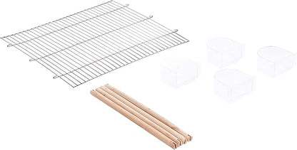 Prevue Pet Products Divided Flight Cage - Large Flight Cage for Small Birds, Stand Alone Enclosure with Divider, Designed for Exercise & Activity, Durable Metal Wire Frame - Black