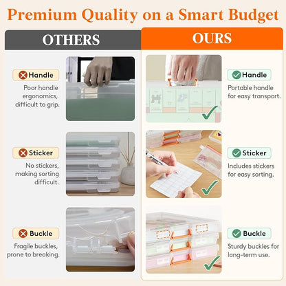 Lifewit 4 Pcs Board Game Storage Boxes, 12.2x10.6'' Paper Container with Secure Latch, Plastic Portable Organizer with Handle & Labels for File,Document, Puzzles, Cards, Art Supplies