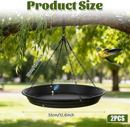 2 Sets 12.8'' Bird Seed Catcher Tray, Bird Feeder Platform Large Hanging Tray Squirrel Feeder Fits Most Feeders Catches Most Falling Seed and Husk for Outdoors, Backyard, Garden