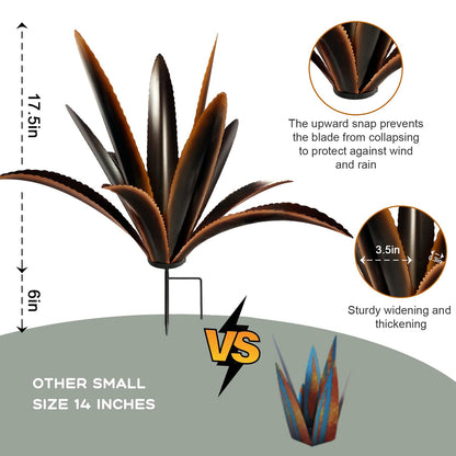 TOMBABY Enlarge Thickened Wind Resistant Metal Agave Garden Art Plant Country Garden Sculpture Statue Outdoor Decoration Agave Metal Plant Courtyard Ornament Gift (2, 12 Leaves Black)