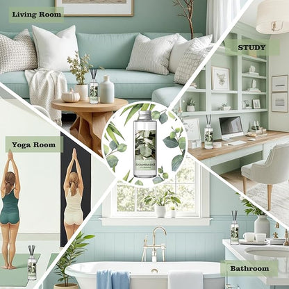 SCENTORINI Reed Diffuser Oil Refill, Eucalyptus Sage Diffuser Oil 6.76 Fl Oz, Natural Scented Essential Oil Refill Long Lasting Summer Home Fragrance for Room Spa Aromatherapy Bathroom Home Decor