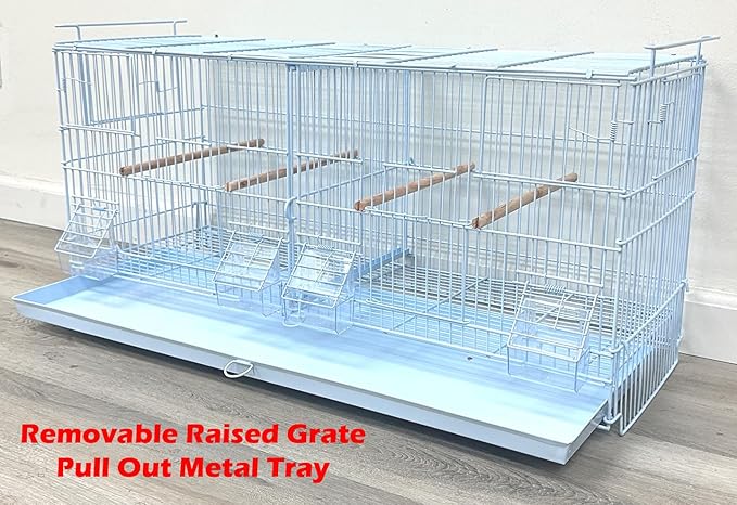 Extra Large 36" x 18" x 19"H Lot of Two Breeder Bird Flight Cage Side Breeding Nest Box Door Center Divider with Removable Rolling Stand