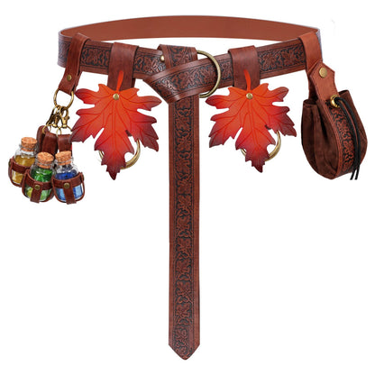 Luazuri Renaissance Belt Pouch Embossed Belt Magic Potion Bottle Skirt Hikes Medieval Halloween Cosplay Ren Faire Witch Props. (Brown B-5pcs)