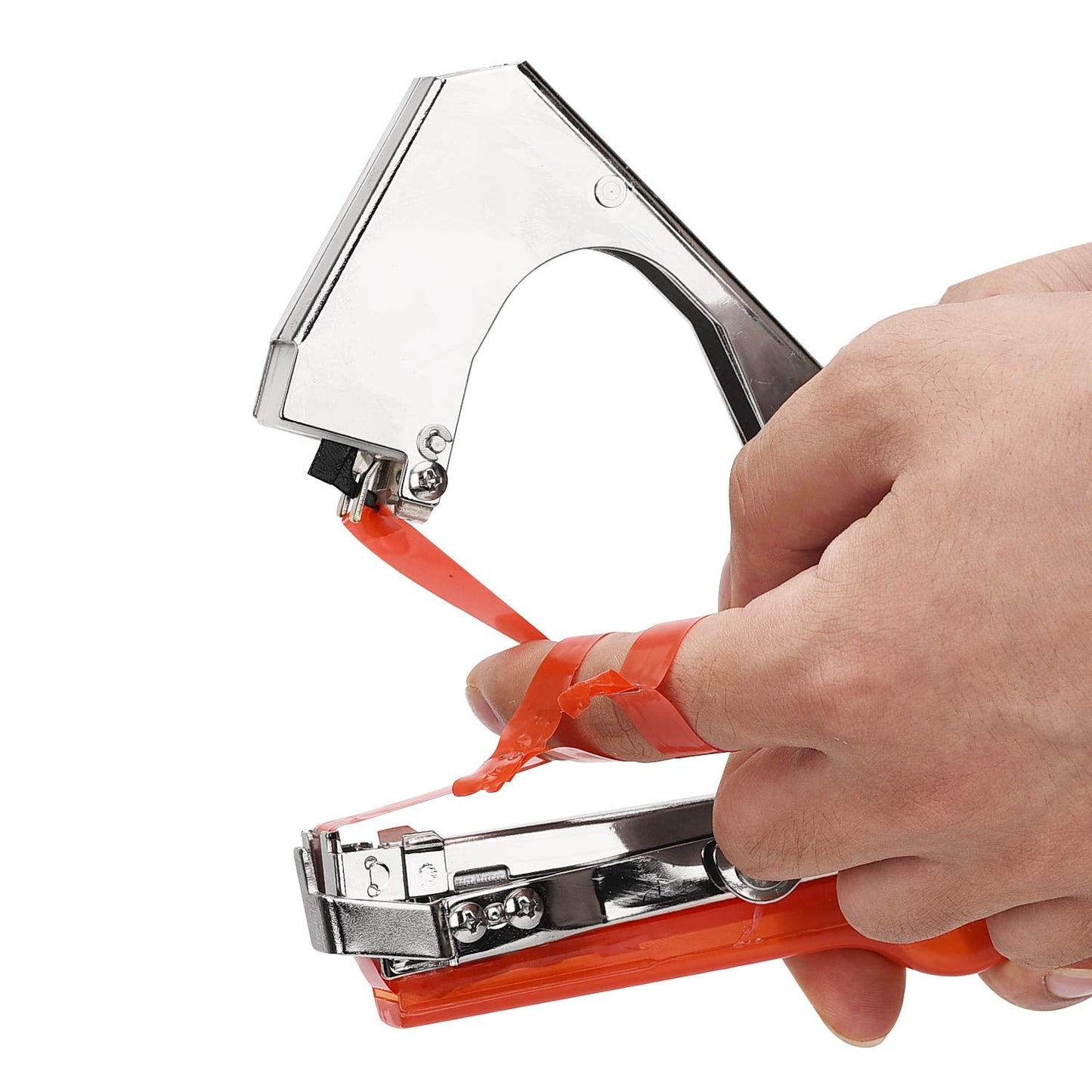 Yolando Plant Tying Machine Tape Tool for Tomatoes Peppers Grapes Cucumbers and Vining Vegetables Quickly and Easily Tie, Great for Gardeners Farmers, with Tapes, Spare Parts, Staples - Red