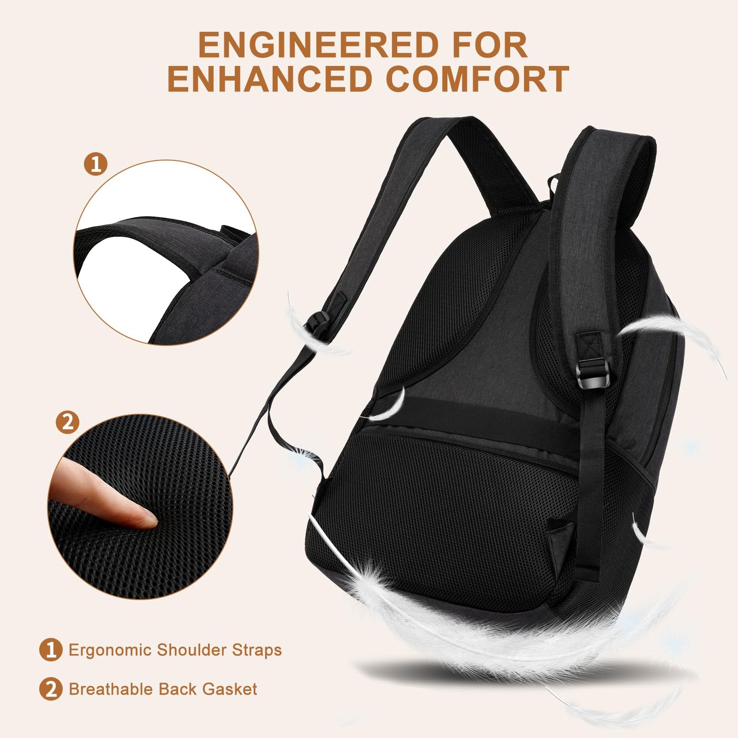 Kuosdaz Black Backpack for Men, School Backpack for Boys Teens, High School Bookbag