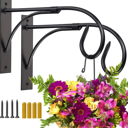Fashion&cool 2 Pack Plant Hanging Bracket, 11 inch Wall Mount Plant Hanger Outdoor Indoor, Decorative Hanging Plant Bracket Hooks for Planter Flower Bird Feeder Lanterns Wind Chimes with Screws (2)
