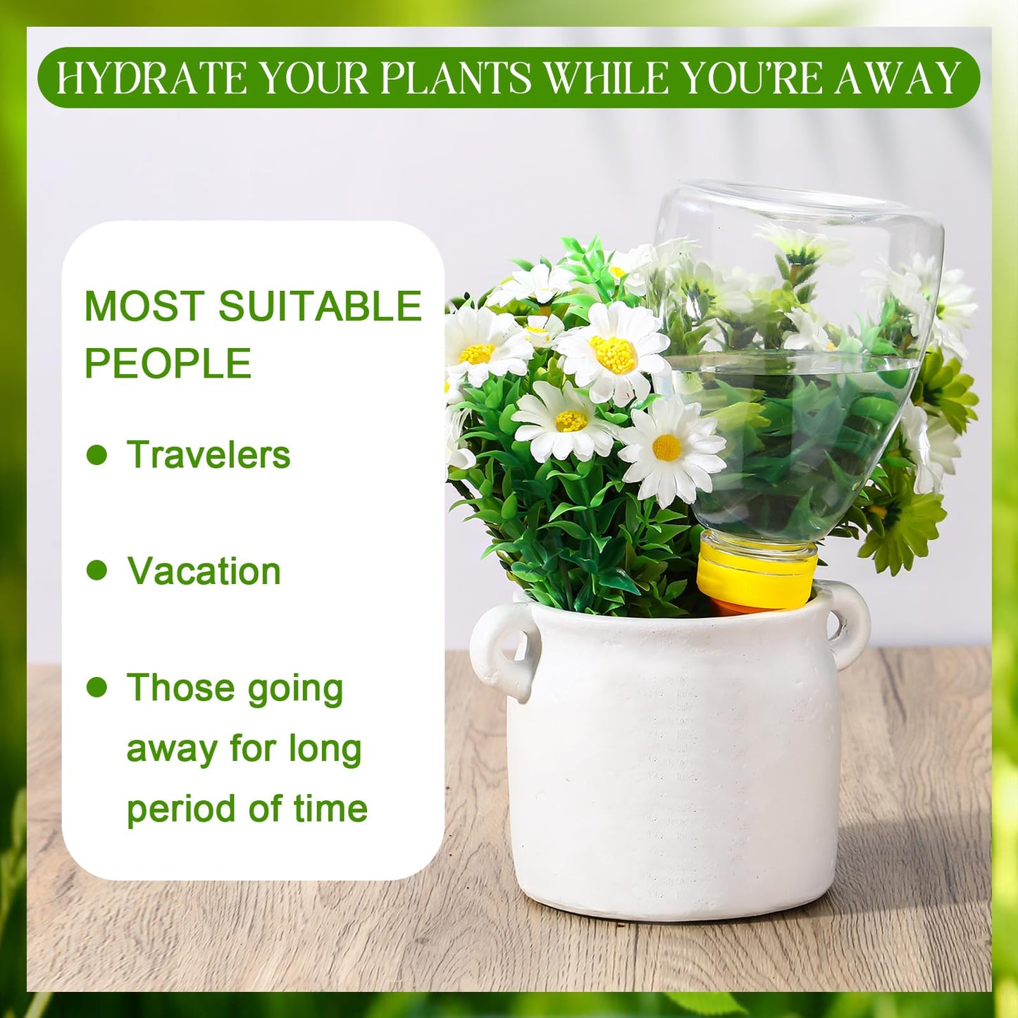 Threlaco 2 Pcs 17 oz Self Watering Planter Insert Plastic Self Watering Globes Automatic Plant Waterer for Indoor Outdoor Drip Irrigation Plant Watering Device with Slow Release Control