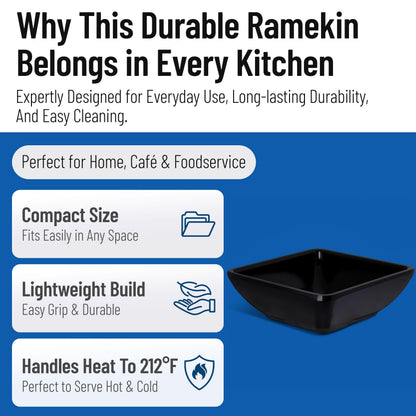 Carlisle FoodService Products 086003 Melamine Single Square Ramekin, 2 oz Capacity, 1-1/2" Length x 1-3/16" Width x 1" Height, Black (Case of 48)