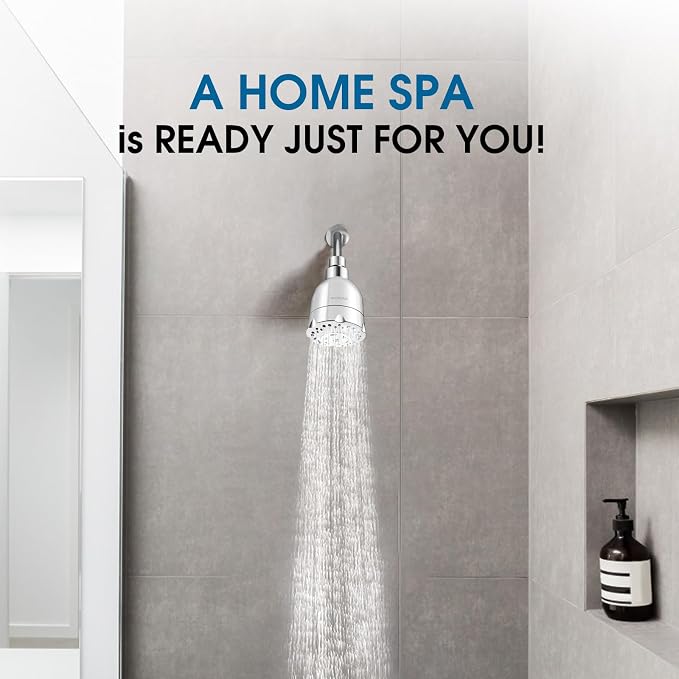 High Pressure Boosting Shower Head, ALOHOME 6 Powerful Spray Settings - Perfect for Low Water Pressure Homes, 3.6" Luxury Modern Chrome Finished Shower Head with 360° Adjustable Brass Ball Joint