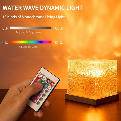 Growalleter Ocean Wave Projector Light, 16-Color LED Shower Lamp with Remote, 3D Water Ripple Projection, Romantic Ambient Lighting for Kids Room, Relaxation, Bedroom, Bathroom & Night Light