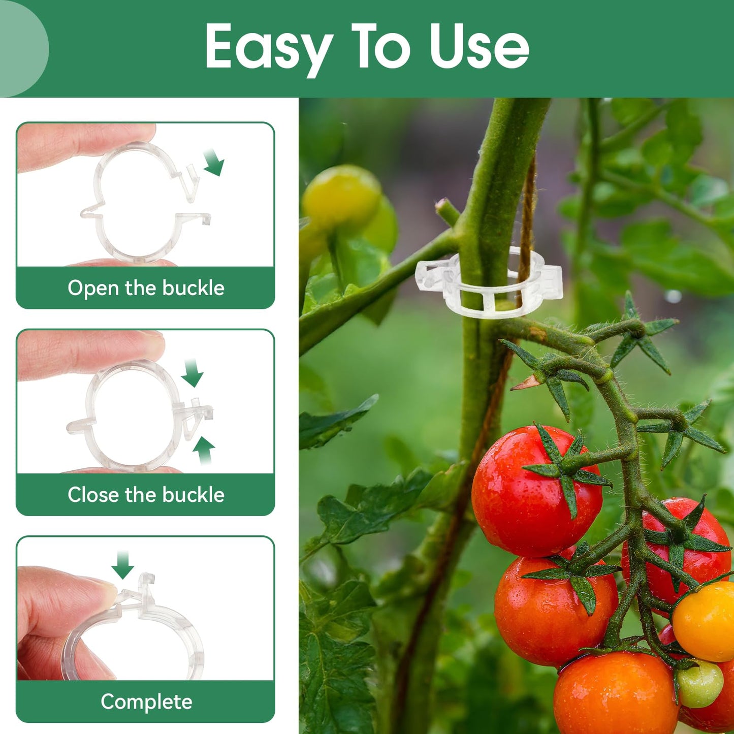 300 Pcs Plant Clips for Climbing Plants, Tomato Clips for Support, Plastic Garden Clips for Plants Grape Vine Vegetables Make Plant Grow Upright