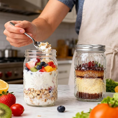 CycleMore Wide Mouth Mason Jars 32oz, 12Pack Glass Canning Jars with Metal Airtight Lids and Bands, 1Quart Large Food Canister forJam Making, Pantry Organization & Party Decor