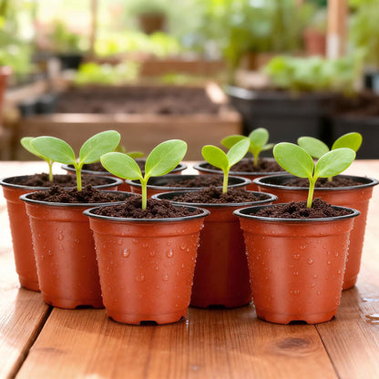 KINGLAKE 100 Pcs 4" Plastic Plants Nursery Pot/Pots Seedlings Flower Plant Container Seed Starting Pots,4 Inch,Red