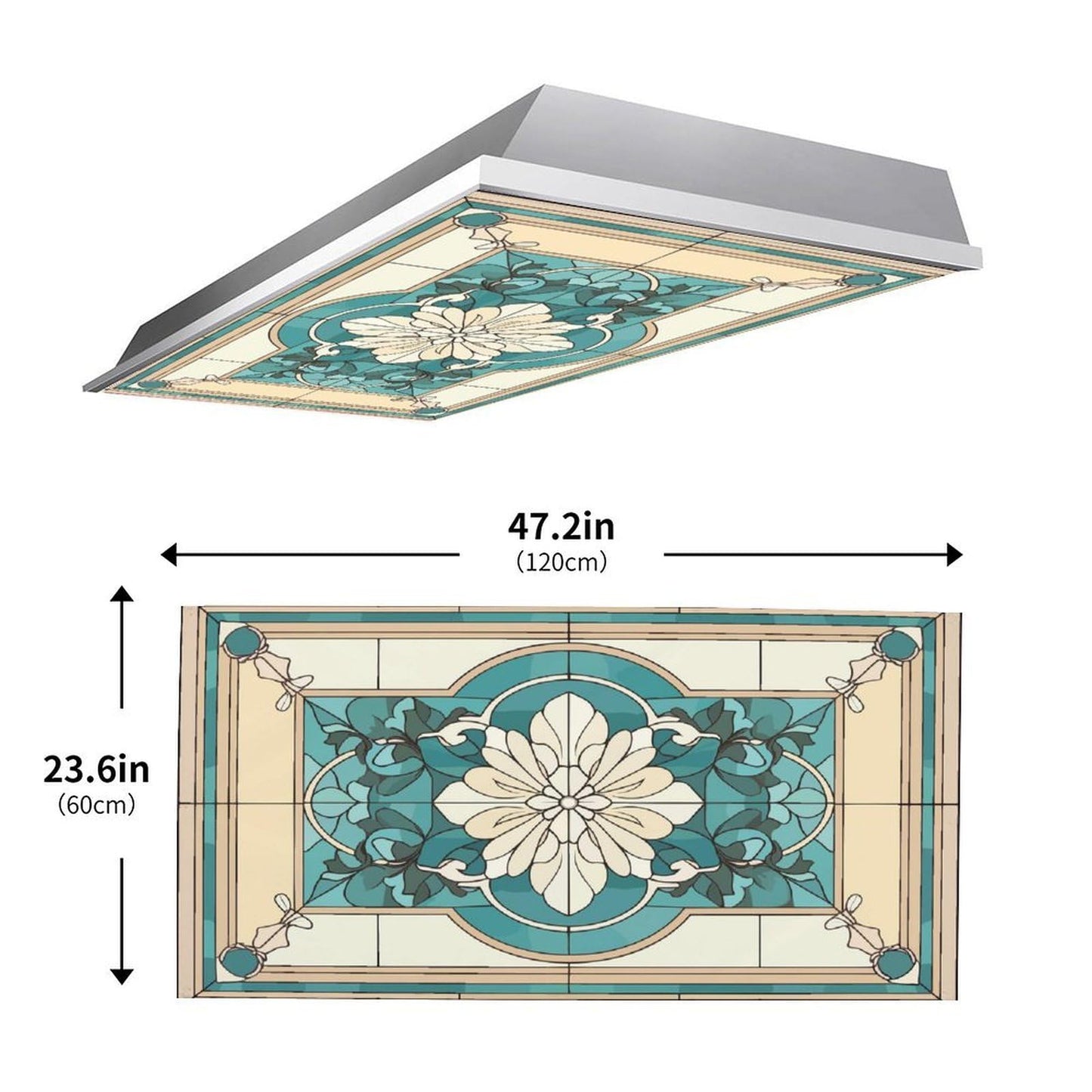 ouyilazl 2 Pack Stained Glass Fluorescent Light Covers, Magnetic Ceiling Light Diffuser, Glare Reduction Light Filter, Easy Install Magnetic Light Cover for Classroom Office Home School, 4x2 Ft