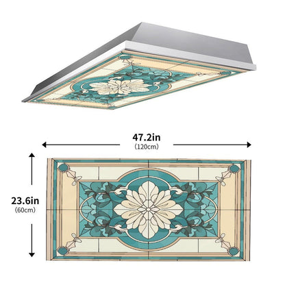 ouyilazl 2 Pack Stained Glass Fluorescent Light Covers, Magnetic Ceiling Light Diffuser, Glare Reduction Light Filter, Easy Install Magnetic Light Cover for Classroom Office Home School, 4x2 Ft