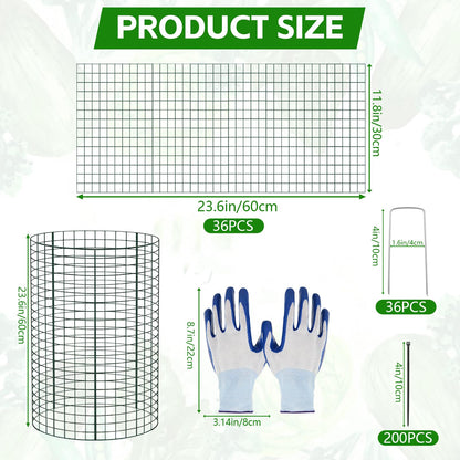 36 Packs 23.6" H Large Wire Plant Protectors Cages to Keep Animals Out,Mesh Plant Cage Chicken Wire Cloche with Ground Stakes and Nylon Ties Protect Plants,Garden,Shrubs,Vegetables(Set of 12)
