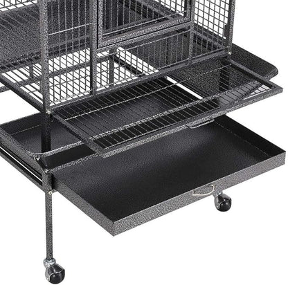 Topeakmart 68-inch Wrought Iron Play Top Large Bird Cage, Black