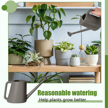 ZXJ Grip Plant Watering Can - for Indoor and Outdoor Home Garden Plants - with Long Spout - Grey - 1/2 Gallon