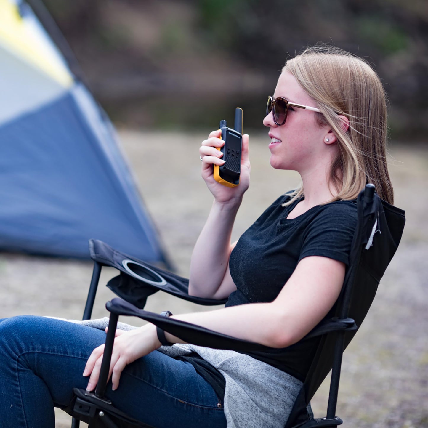 Motorola T470 Talkabout Two Way Radios, Long Range Emergency Rechargeable Waterproof Walkie Talkies 22 Channel, 35 Mile outdoor Black Yellow, 2 Pack