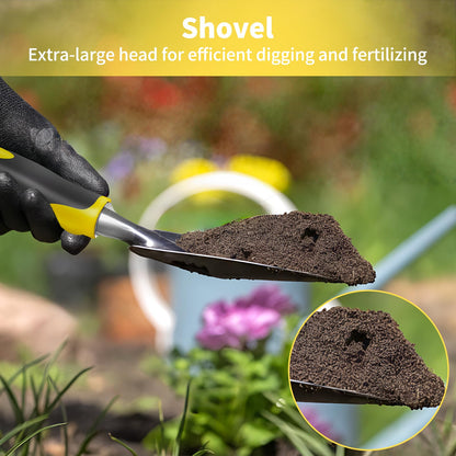 FrutPunch Garden Tool Set 4-Piece,Heavy Duty Aluminum Gardening Tools,Rust-Proof Gardening Hand Tools,with Non-Slip Ergonomic Handle,The Ideal Gift for Garden Enthusiasts.