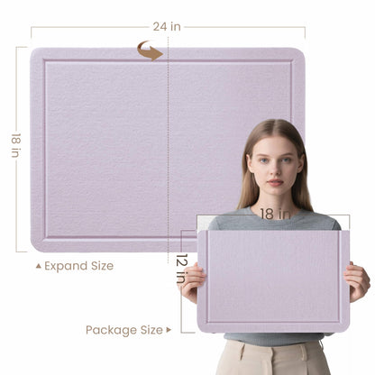 Lightomorrow Bulletin Board, 24 x 18 Inches Cork Board Alternative Decorative Felt Pin Board with Safe Removable Adhesives & 21 Push Pins for Home Office Classroom Walls-Light Lavender