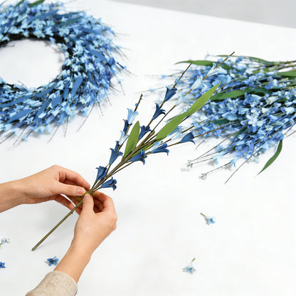 idyllic 17.7 Inch 20 Pcs Blue Witch Hazel Branches, Artificial Flower Stems for Vase Decor, DIY Wreath Making, Bedside Table, Windowsill, Table Centerpiece, Mantel & Office Spring Home Decoration