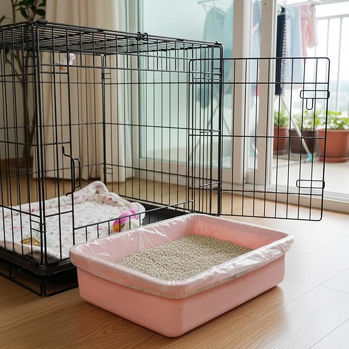 50 PCS Disposable Plastic Cage Liners, Small Animals Leak Proof Toilet Film Litter Pan Bags Film Litter Box Liner for Rabbits, Guinea Pigs, Chinchillas, Hedgehogs, Birds