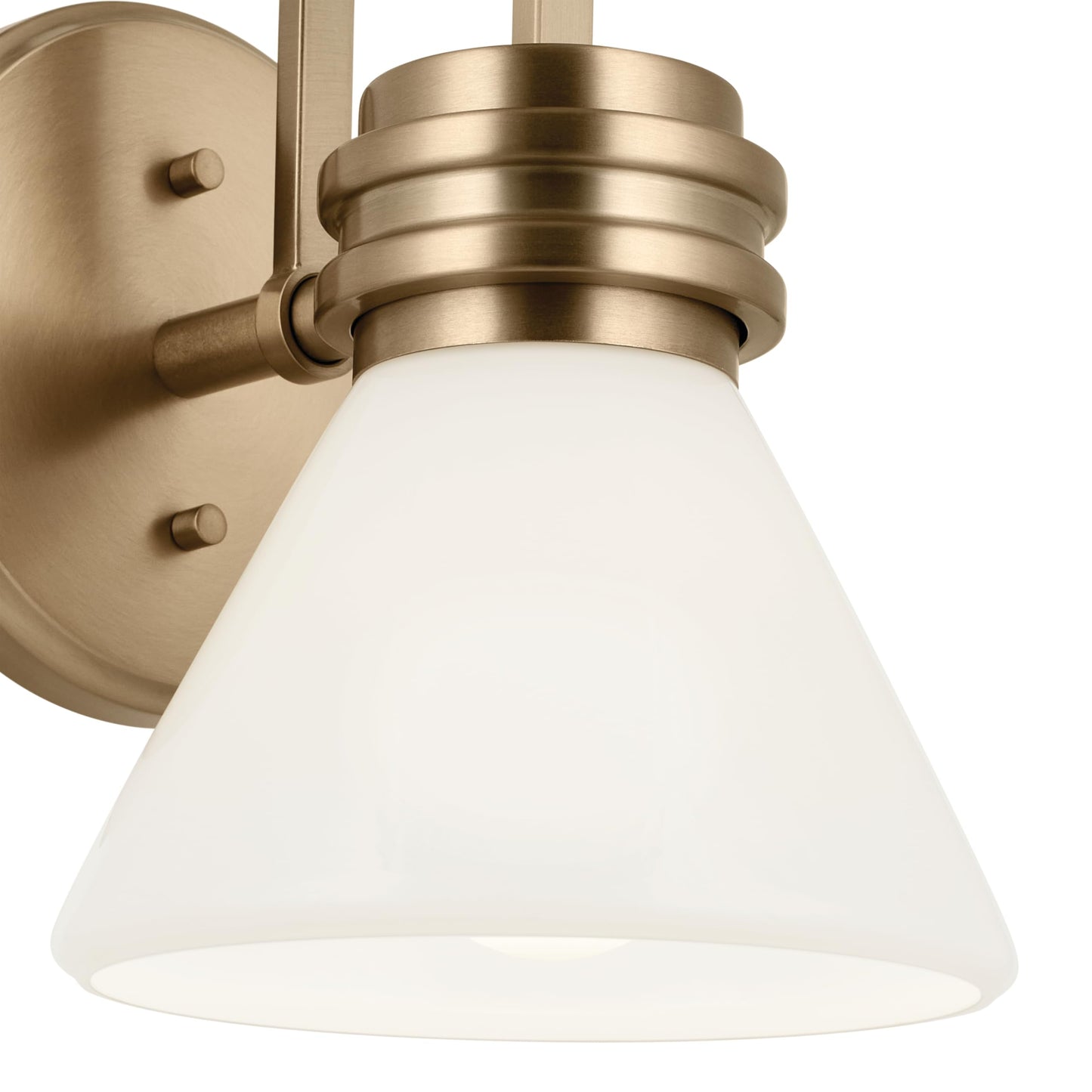 Kichler Farum 9.5 Inch 1 Light Wall Sconce with Opal Glass in Champagne Bronze, for Fireplace, Kitchen, Bedroom, Hallway, or Vanity, (7.25" W x 9.5" H), 55153CPZ